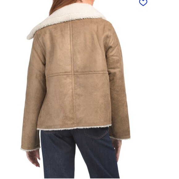 NEW BERNARDO Distressed Faux Suede And Faux Shearling Jacket 1025 6m3 - Picture 8 of 9